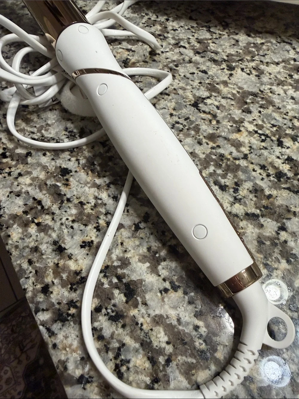 Gold Barrel Hair Styling Wand with White Handle